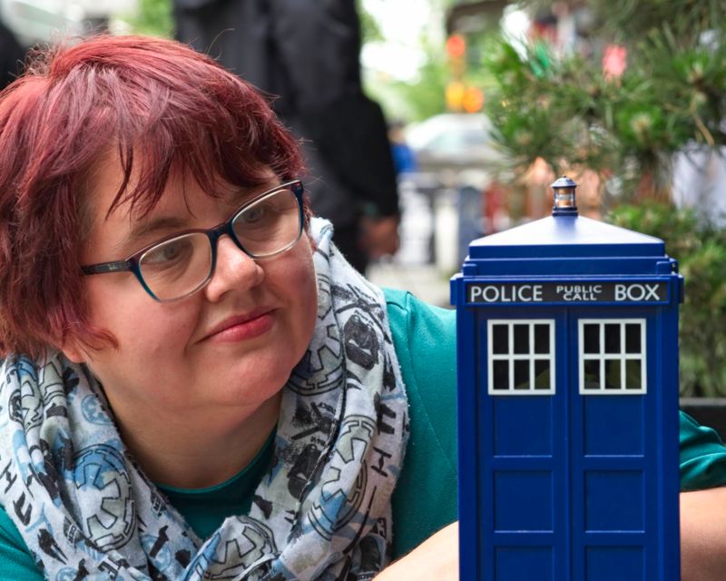 Julie with the TARDIS