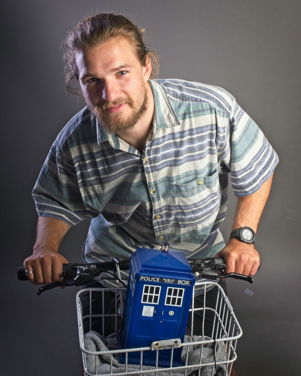 A portrait of Olli with the Tardis